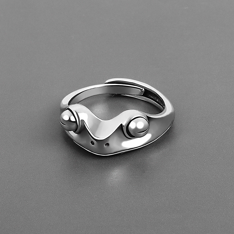 Frog Imitation Sier Alloy Carnelian Female Rings
