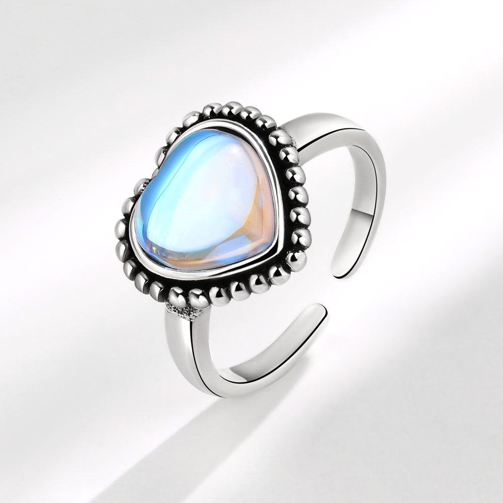 Offene Retro-Ringe aus weißem Moonlight Love-Metall