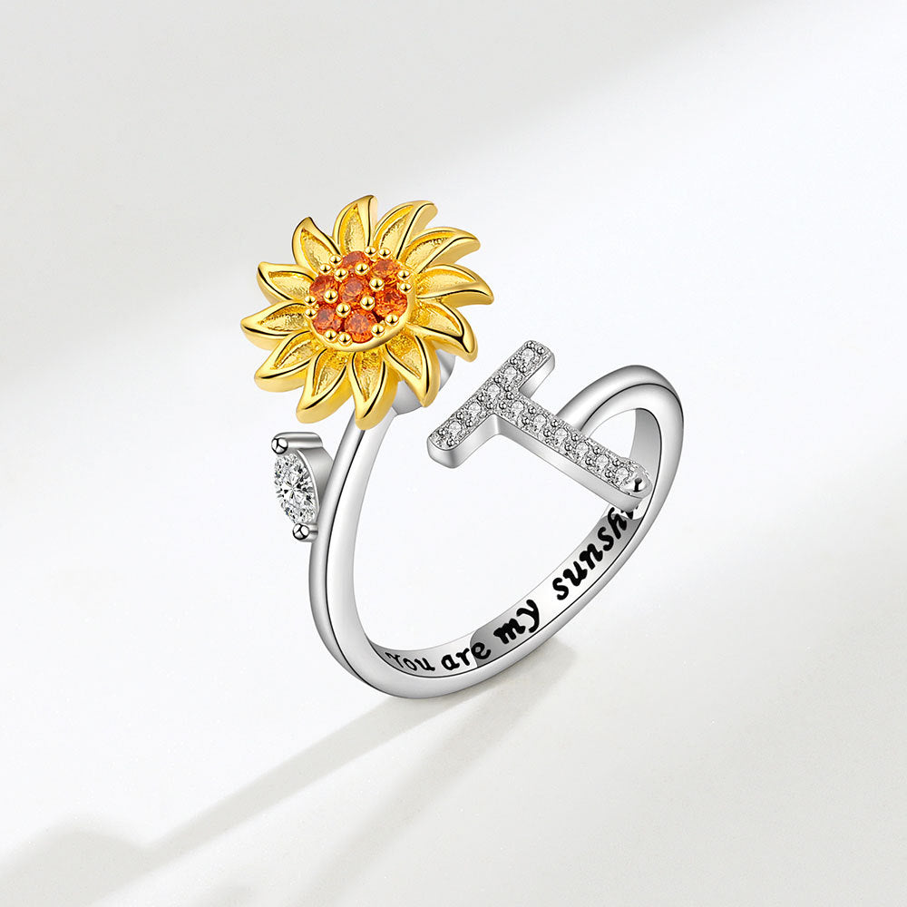 Sunflower Spinning Adjustable Letter Rotating Decompression Rings