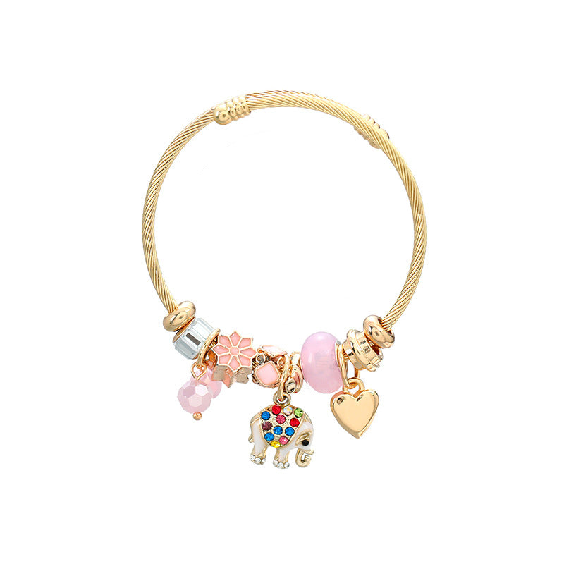 Exaggerated Style Female Elephant Pendant Hand Bracelets