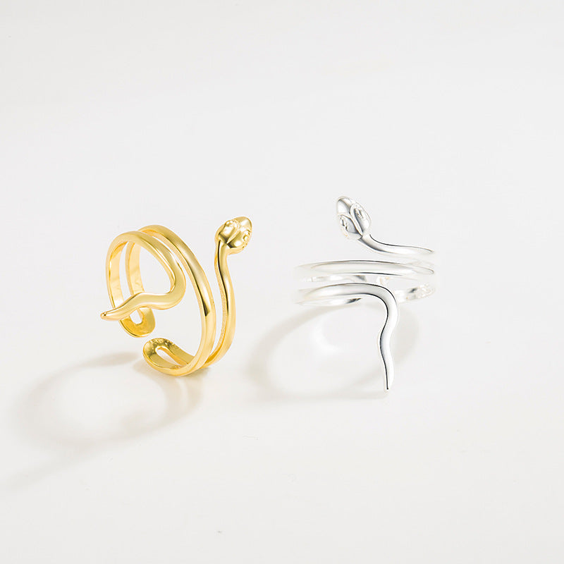 Snakelike Winding Sterling Sier Female Opening Adjustable Rings