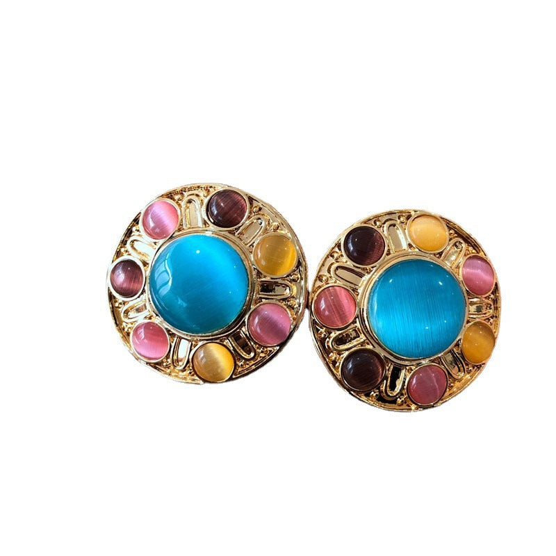 Real Gold Sier Color Cat's Eye Horse Shell Earrings
