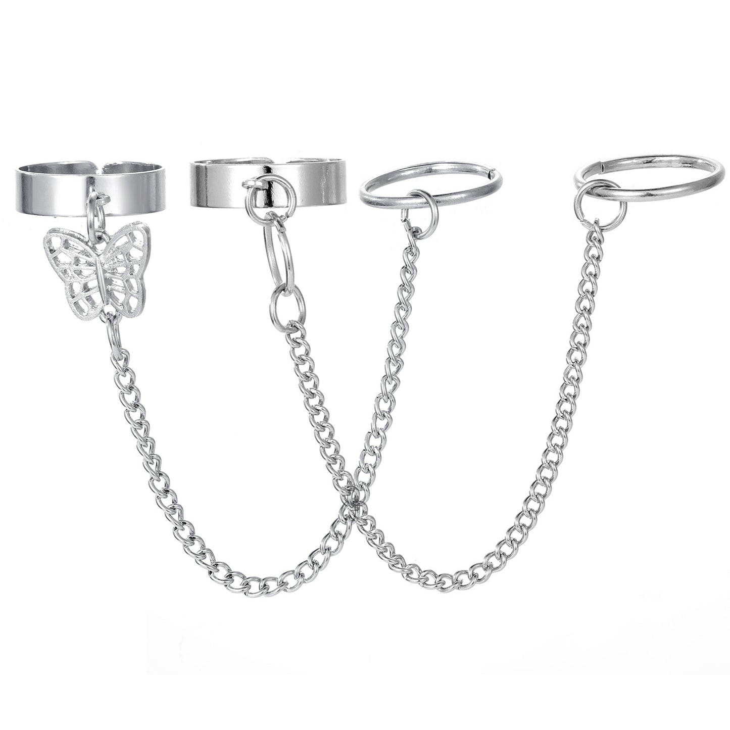 Offene Ringe im Punk-Stil mit Disco-Kette für Damen und Herren