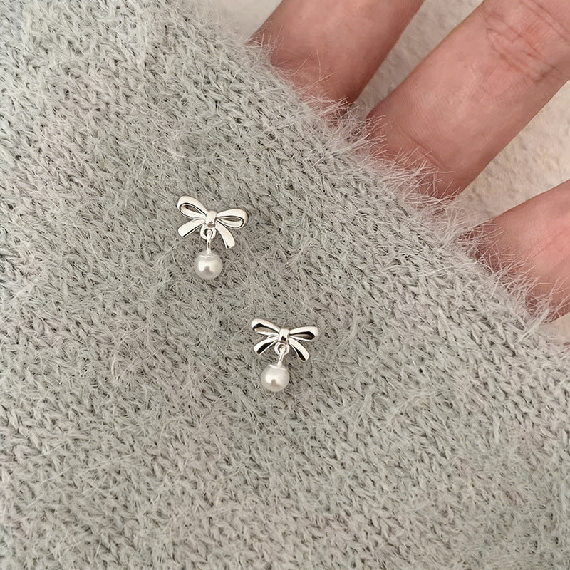 Women's Bow For Special Interest Light Luxury High Sense Imitation Pearl Stud Earrings