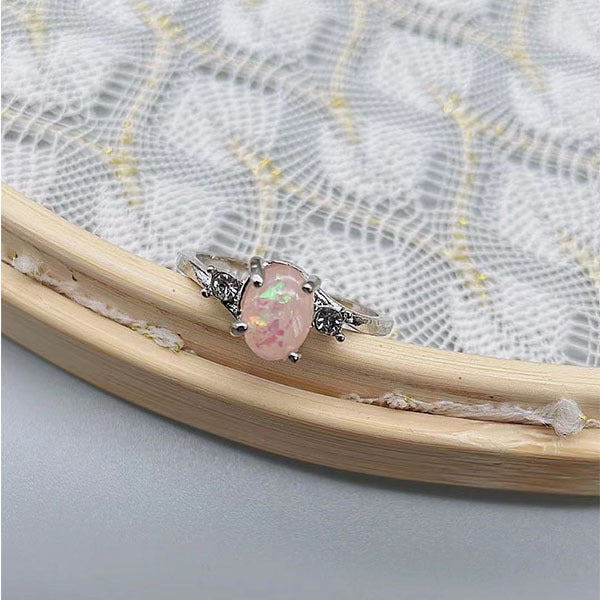 Ornament-Opal-Diamantringe mit Weißgoldauflage