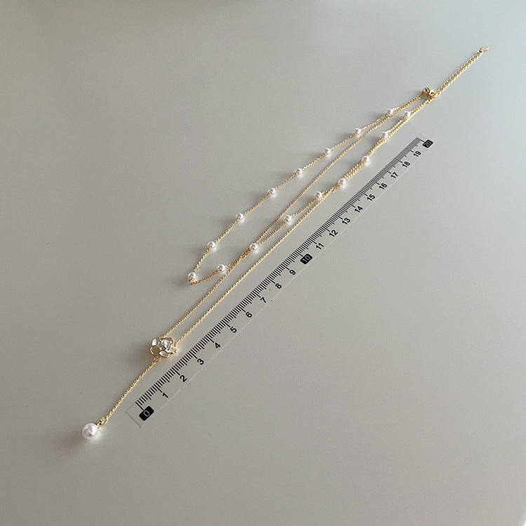 Women's Retro Pearl Camellia Niche Personality Simple Necklaces