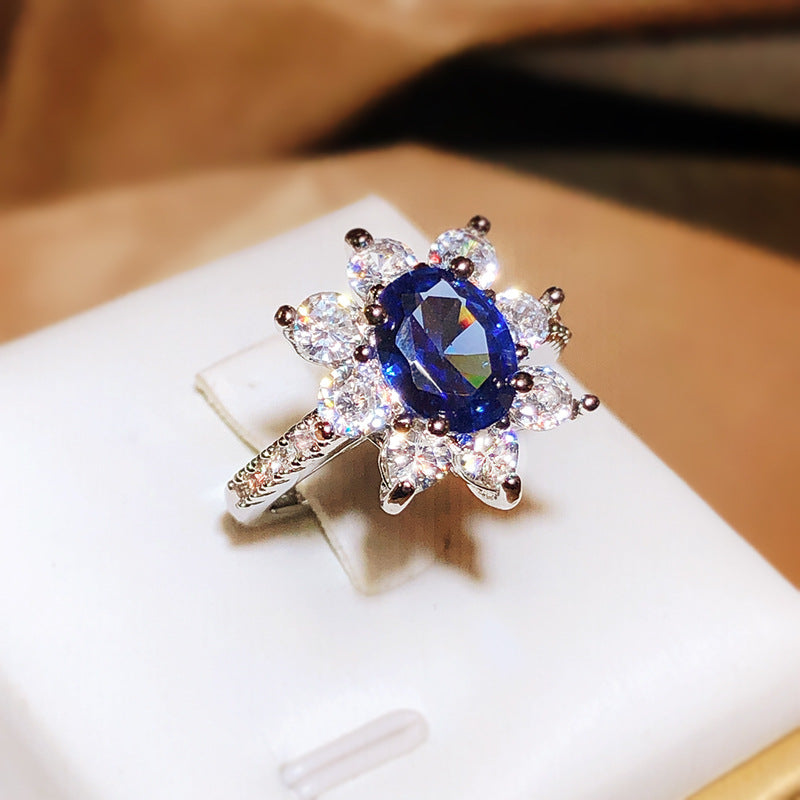 Style Imitation Sapphire Exquisite Luxury Oval Rings