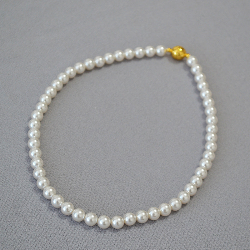 Colliers de pull à boucle magnétique pour femmes, à reflets circulaires, Imitation de perles