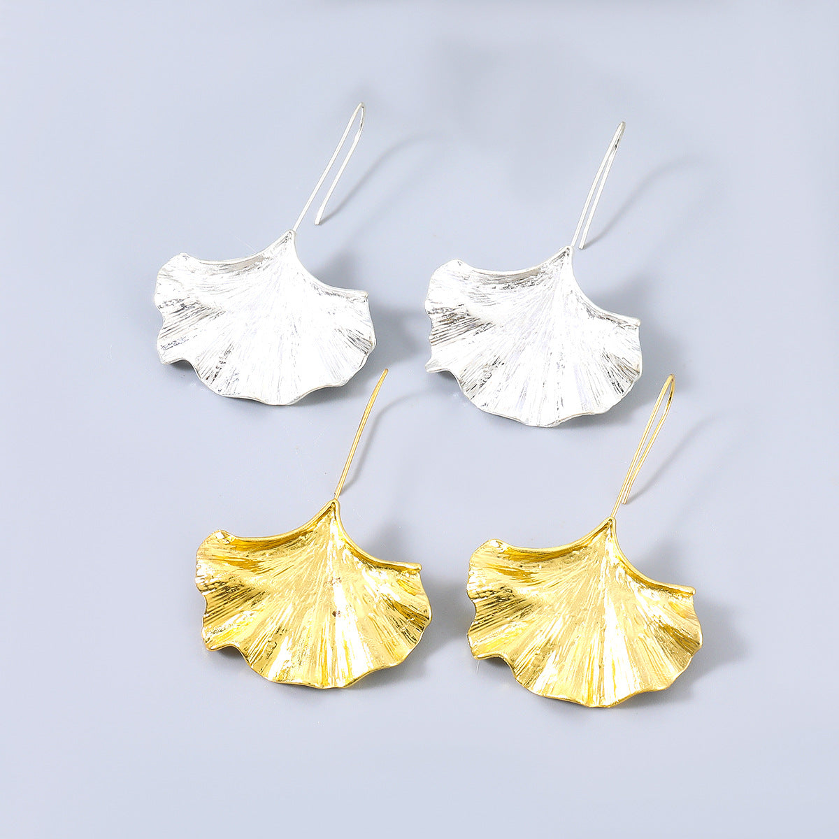 Exaggerated Alloy Ginkgo Leaf Ear Hook Female Earrings