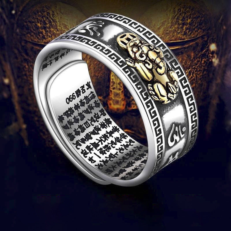 Men's For Thai Retro Heart Sutra Male Rings
