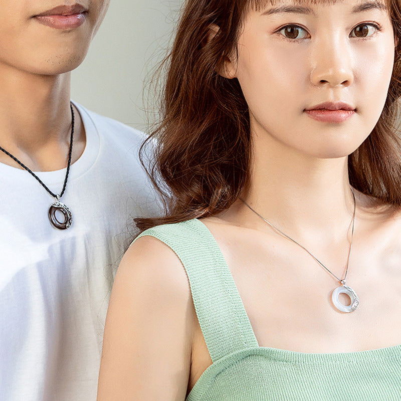Women's & Men's & Live Lotus Pond Moonlight Couple And Prosperity Brought The Necklaces