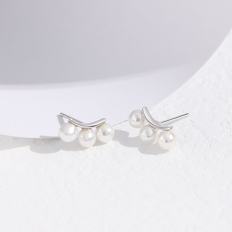 Women's Sterling Sier Korean Simple Three-row Shell Earrings