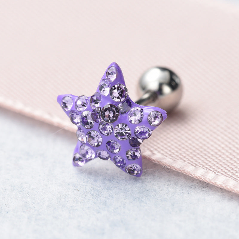 Trend Five-pointed Star Ear Bone Double-headed Spiral Titanium Steel Stud Earrings