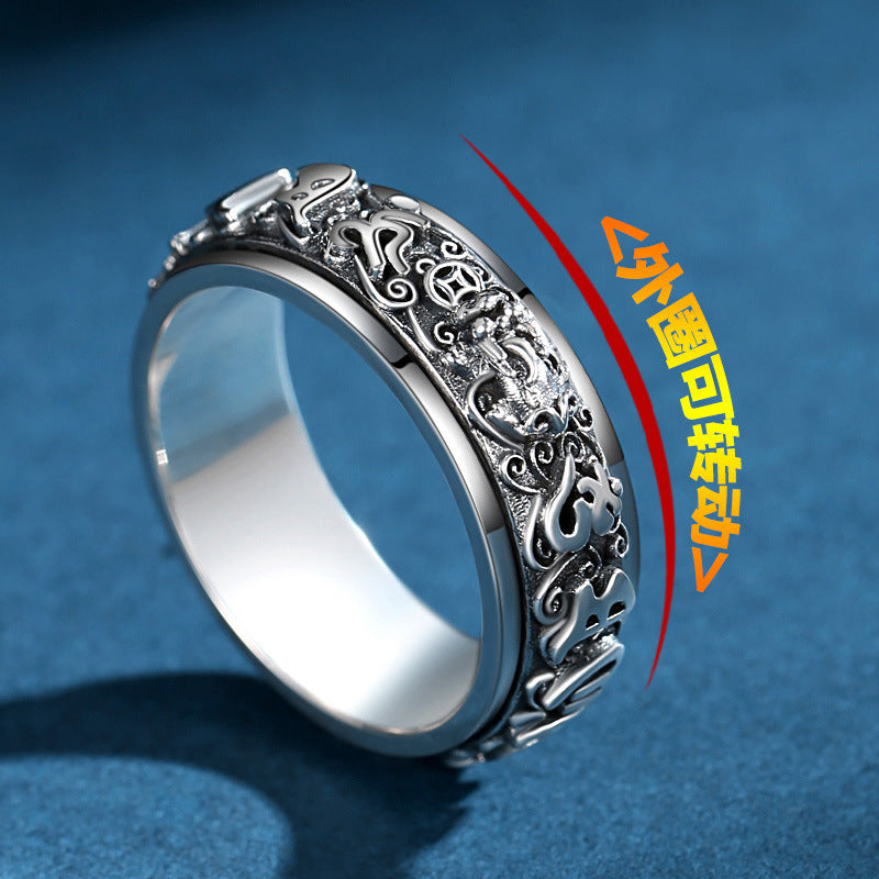 Damen & Herren & Sterling Silber Pi Trendy Mantra Rotation Ringe