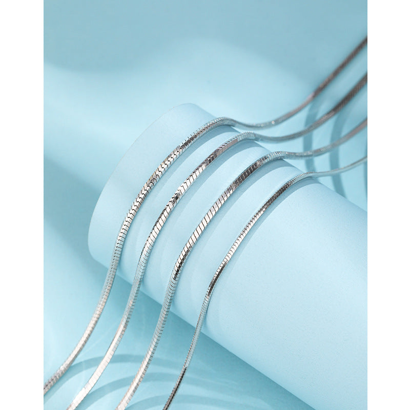 Colliers à clavicule fine en argent sterling avec chaîne en os pour femmes et hommes