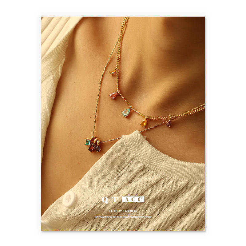 Colliers de cou à pendentif en Zircon de couleur d'été gracieuse pour femmes
