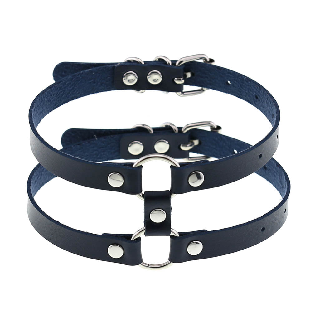 Colliers de personnalité simples en cuir de style gothique à double rangée