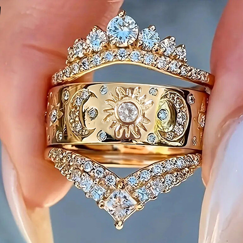 Palace Style Advanced Old Money Female Three-in-one Ring