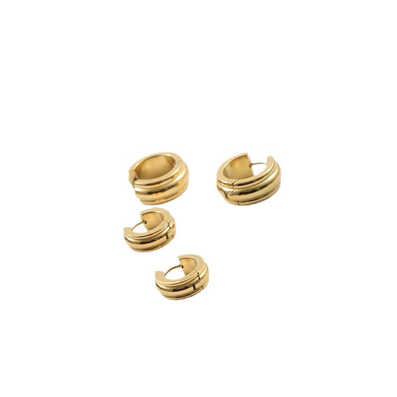 Arc Surface Can Be Opened Titanium Steel Gold Stud Earrings
