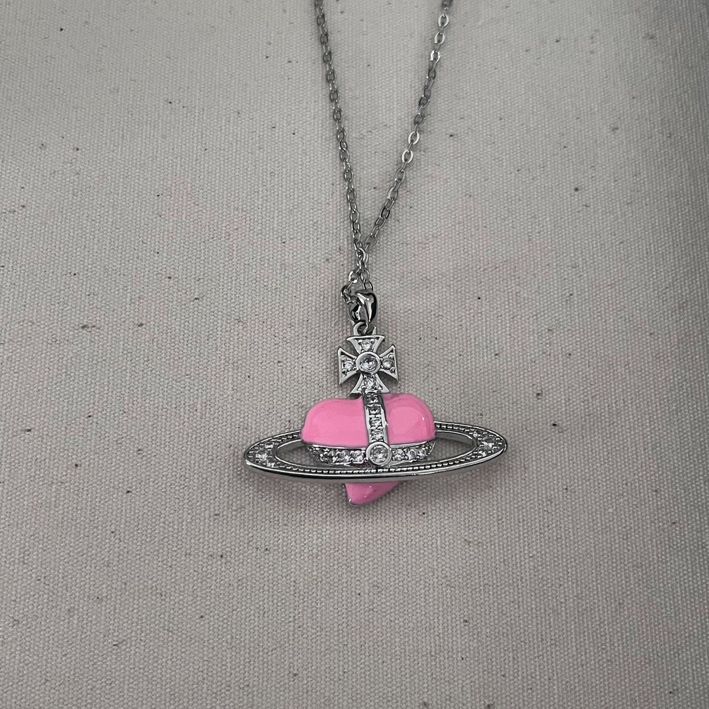 Saturn Niche Design Enamel Love Pendant Necklaces