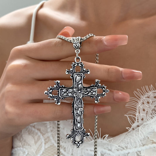 Croix gothique rétro Hip Hop pendentif pull chaîne colliers