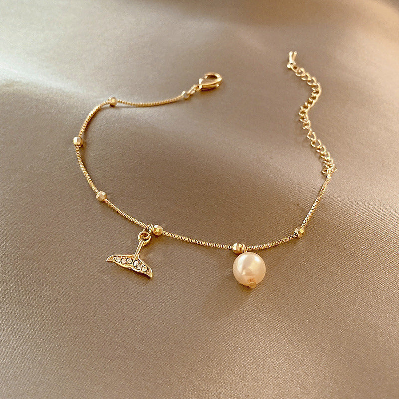 Affordable Luxury Fashion Personality Temperament Wild Simple Pearl Style Geometric Bracelet