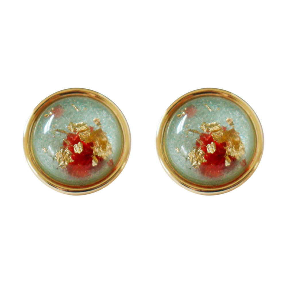 Natural Dried Flower Sier Pin Romantic Elegant Earrings
