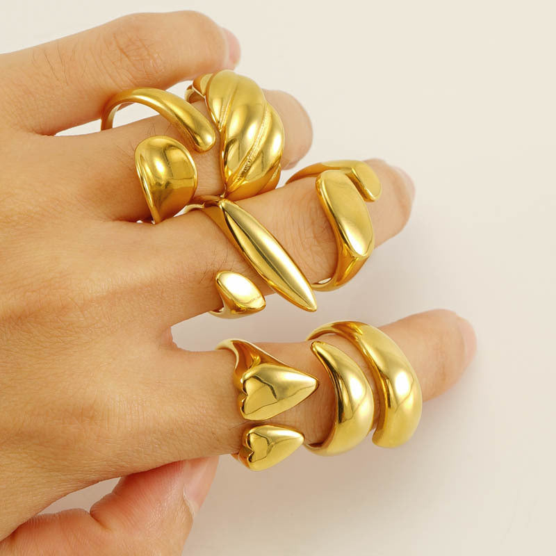 Offene Sense-Ringe im Titan-Design mit Spiegel aus Edelstahl