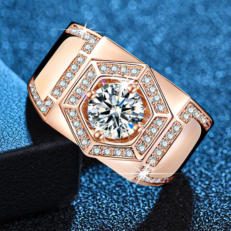 Herrenringe mit imitiertem Moissanit-Karat-Diamant, platiniert