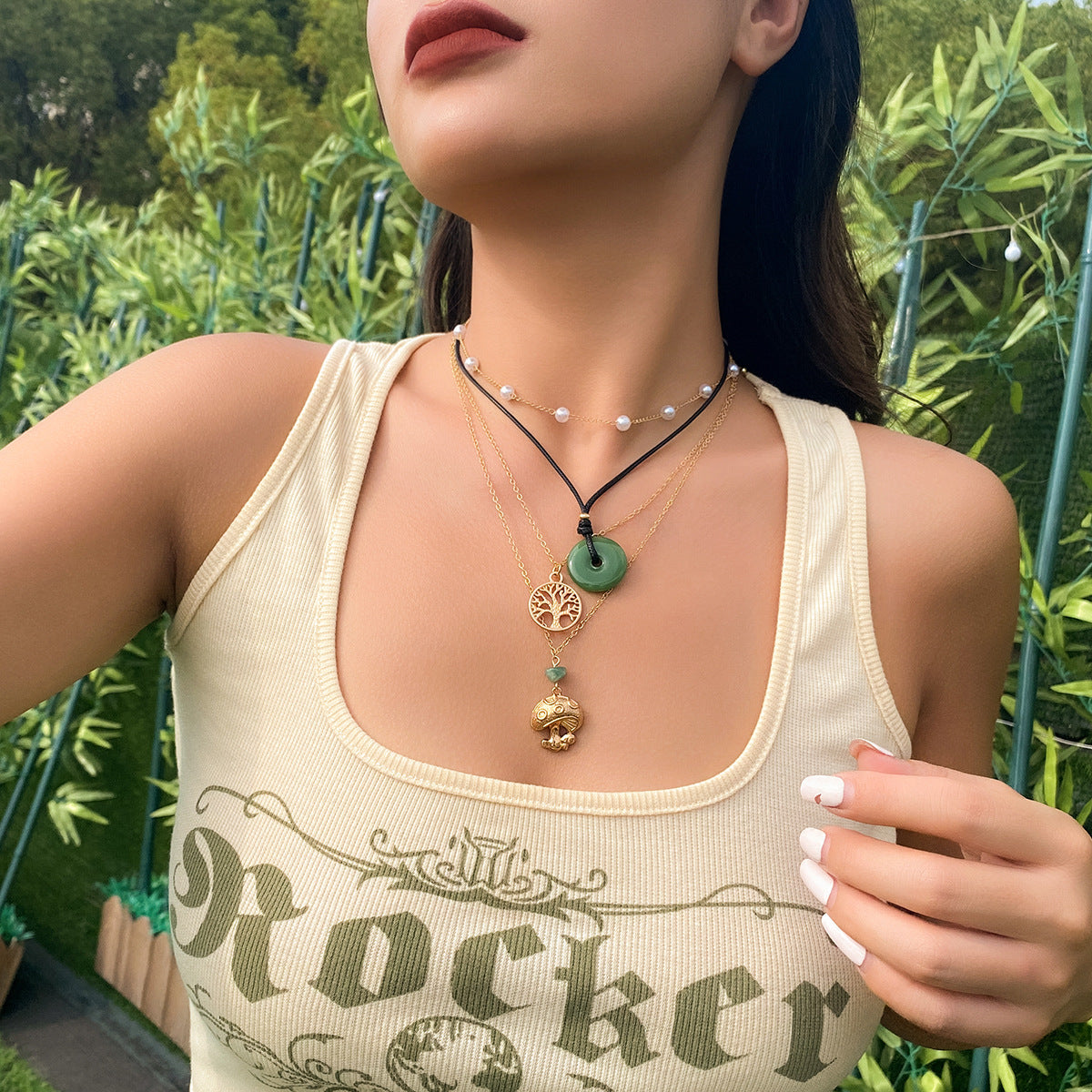 Damen Vintage Teufelsauge Türkis Anhänger Perlenketten