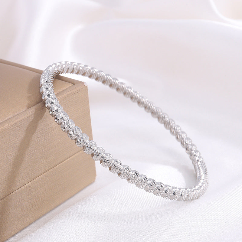 Stainless Steel Bamboo Joint Round Beads Titanium Female Bracelet