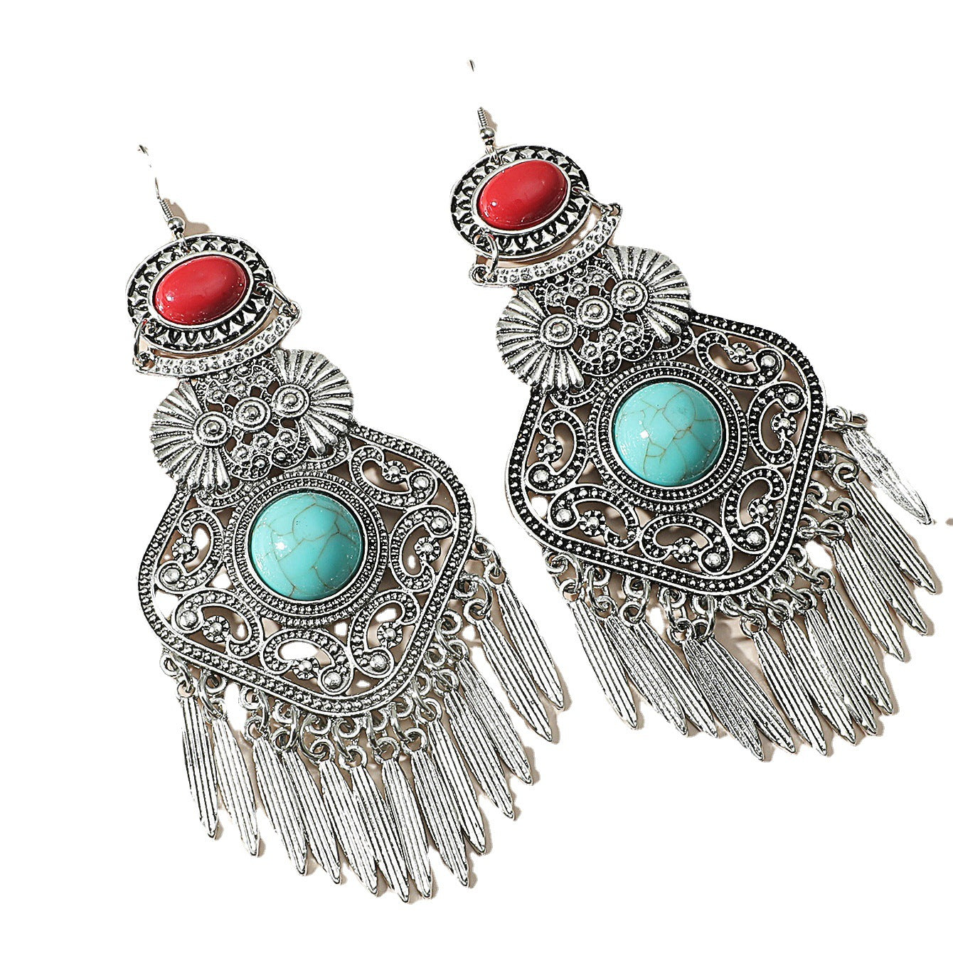 Women's Turquoise Ethnic Style Alloy Handmade Tibetan Earrings