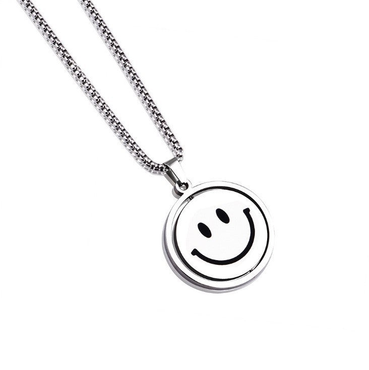 Women's & Men's Smiley Titanium Steel Expression Hip Hop Reverse Mood Artistic Crying Necklaces