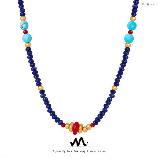 Women's Affordable Luxury Colored Natural Stone Handmade Necklaces
