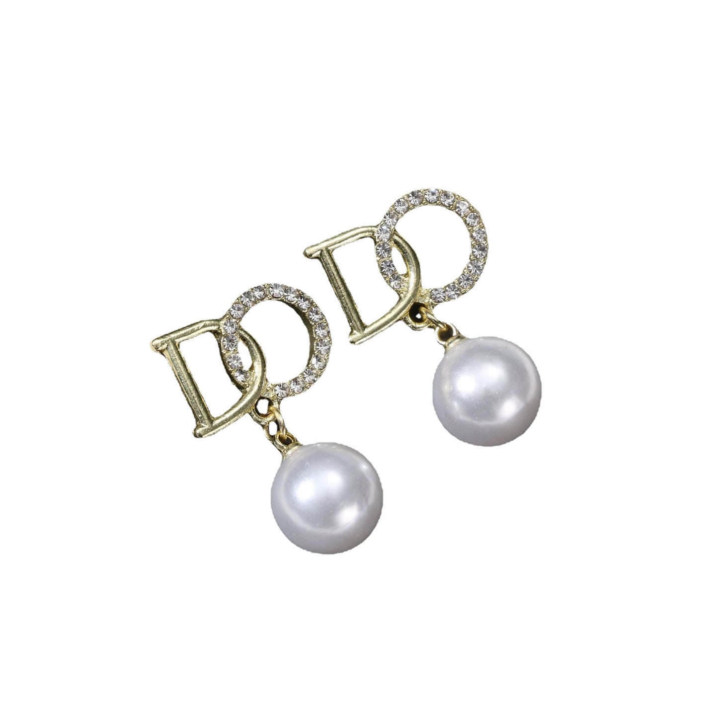 High Sense Diamond Letters Eardrops Popular Fashion Pearl Exquisite Earrings