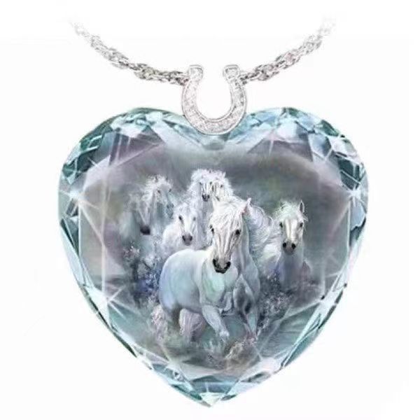 Série de pendentifs coeur de pêche en cristal, colliers simples