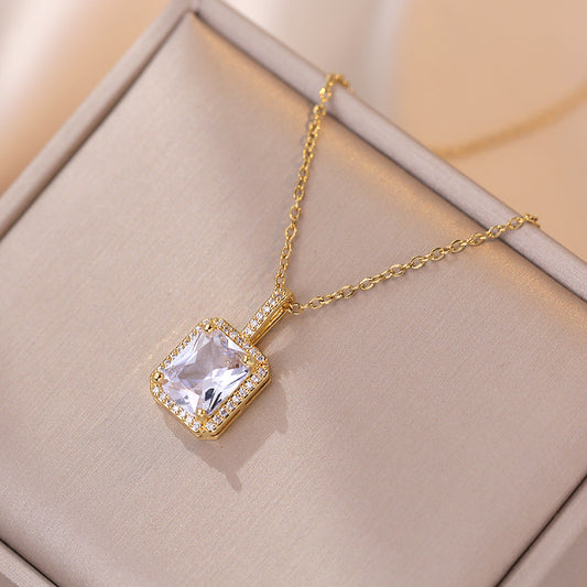 Zircon Geometric Special Interest Light Luxury Design Pendant Temperament Necklaces