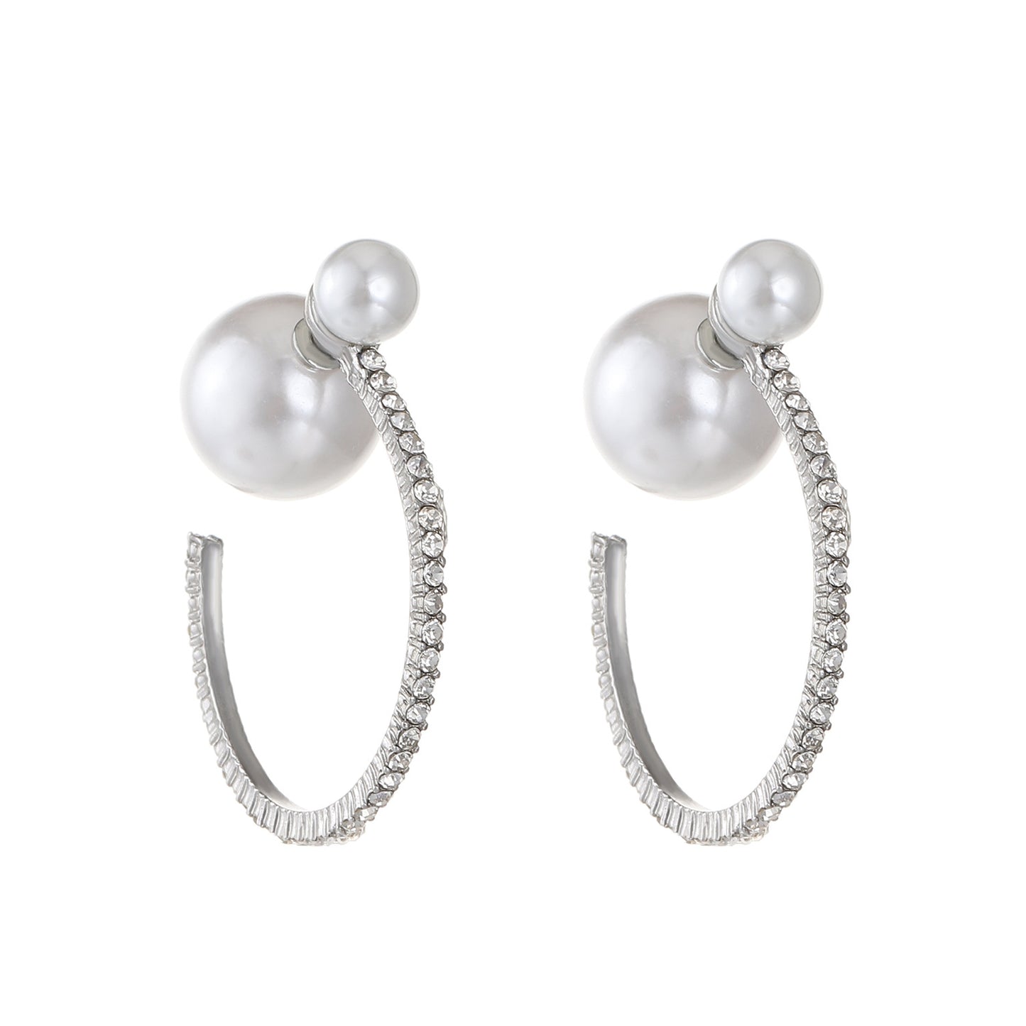 Boucles d'oreilles exagérées à la mode française avec perles géométriques et strass