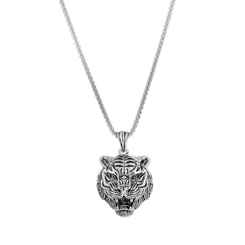 Colliers de marée métallique avec pendentif tigre et zodiaque pour femmes et hommes