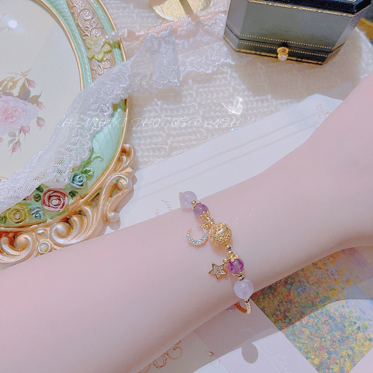 Moon Natural Jade Gold Süße Girly Armbänder
