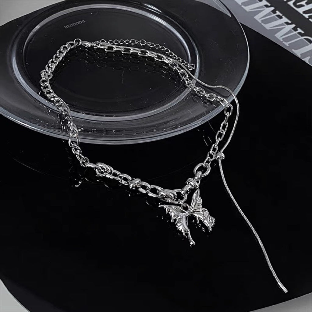 Colliers tendance papillon pour femmes, couture en chaîne, clavicule