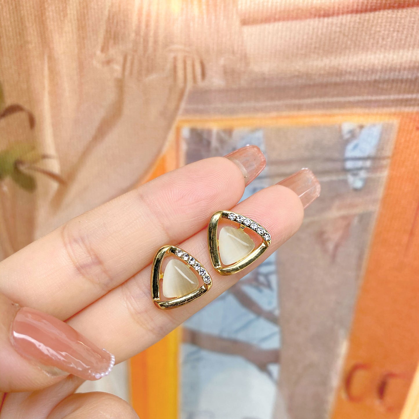 Sier Needle Super Fairy Exquisite Opal Diamond Petite Earrings