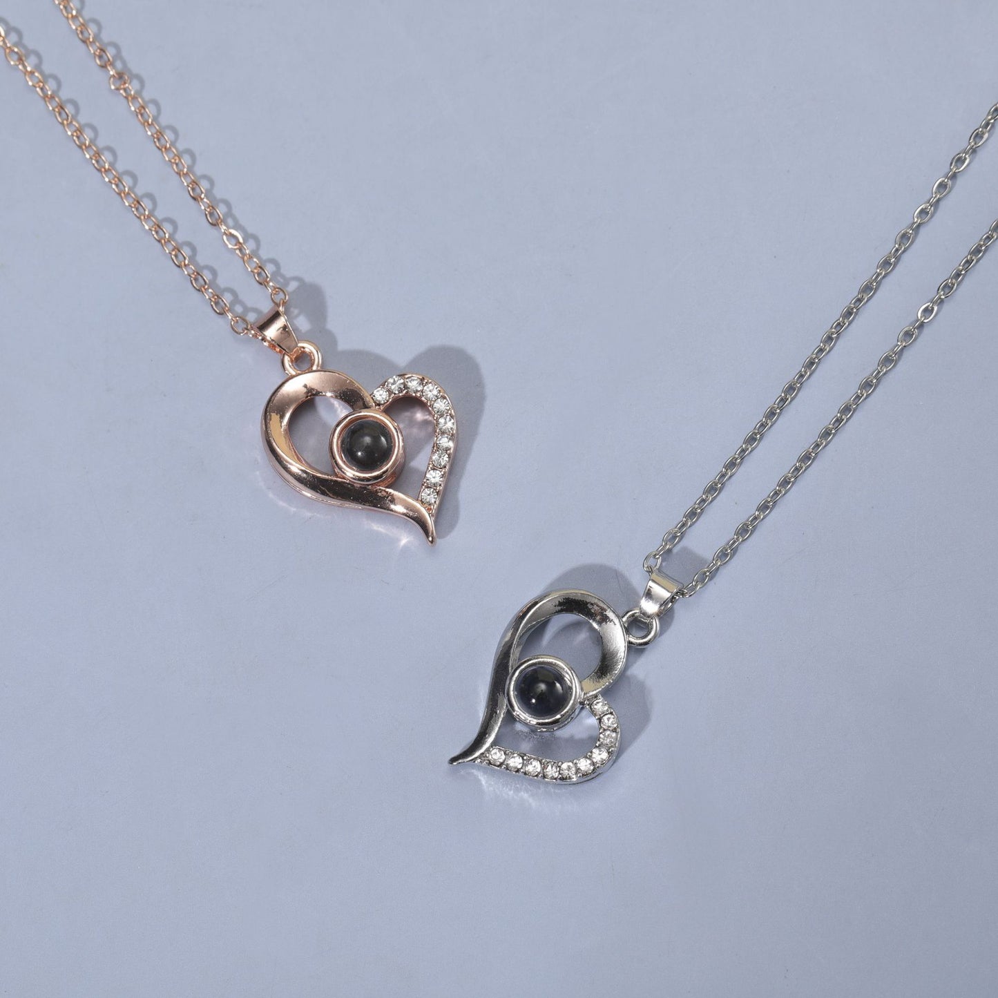 Colliers avec pendentif à mémoire de projection Love You pour femmes, hommes et femmes
