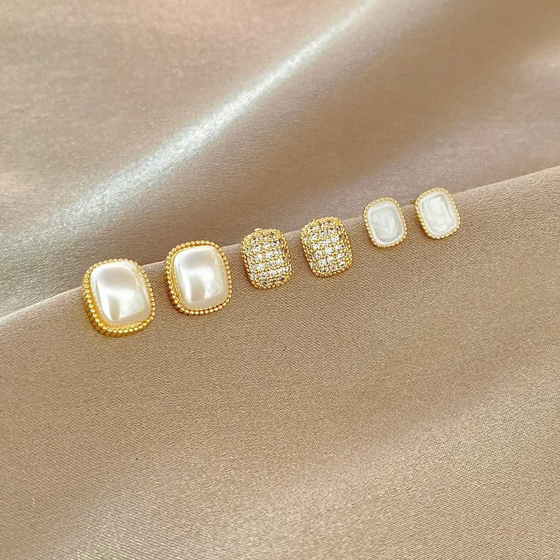 Damen-Ohrringe mit Diamant-Imitationsperle, trendig, schlicht, zart, Temperament
