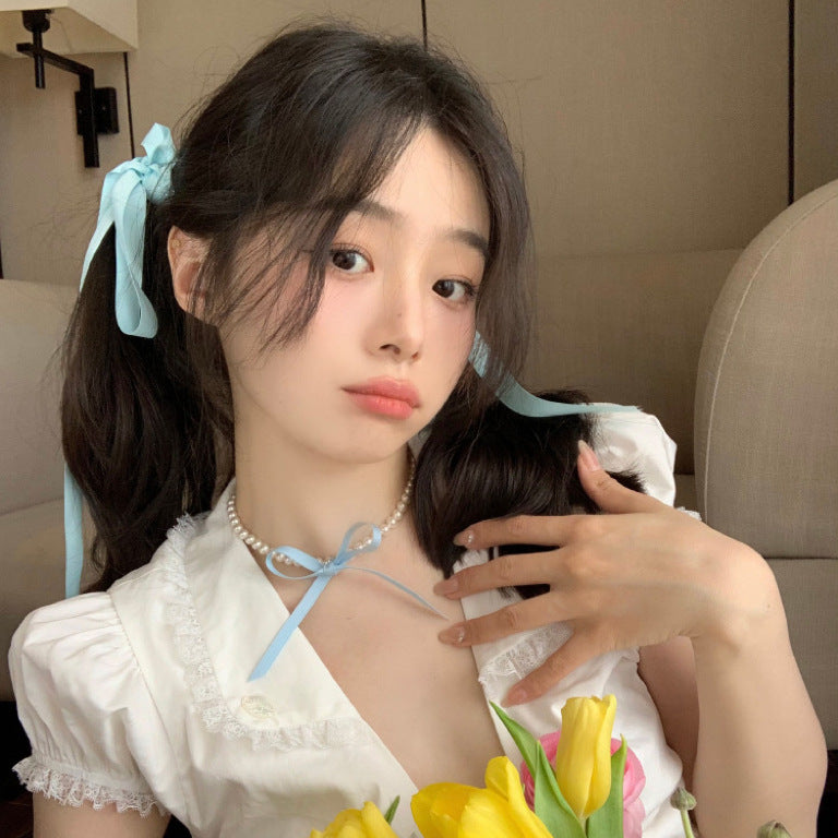 Colliers de clavicule avec nœud de princesse élégant Dopamine pour femme