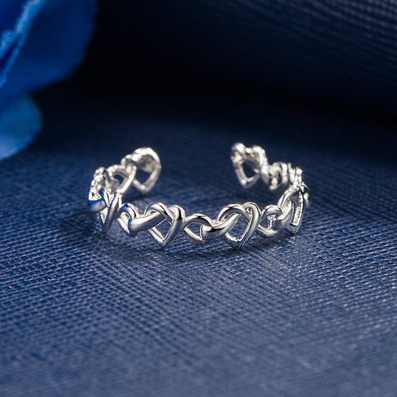 Women's Open Love Heart-shaped Interwoven Fresh Jewelry Rings