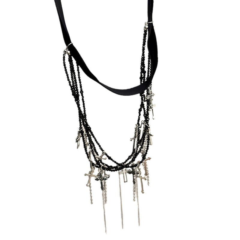Cross Tassel Niche Temperament Neck Band Necklaces