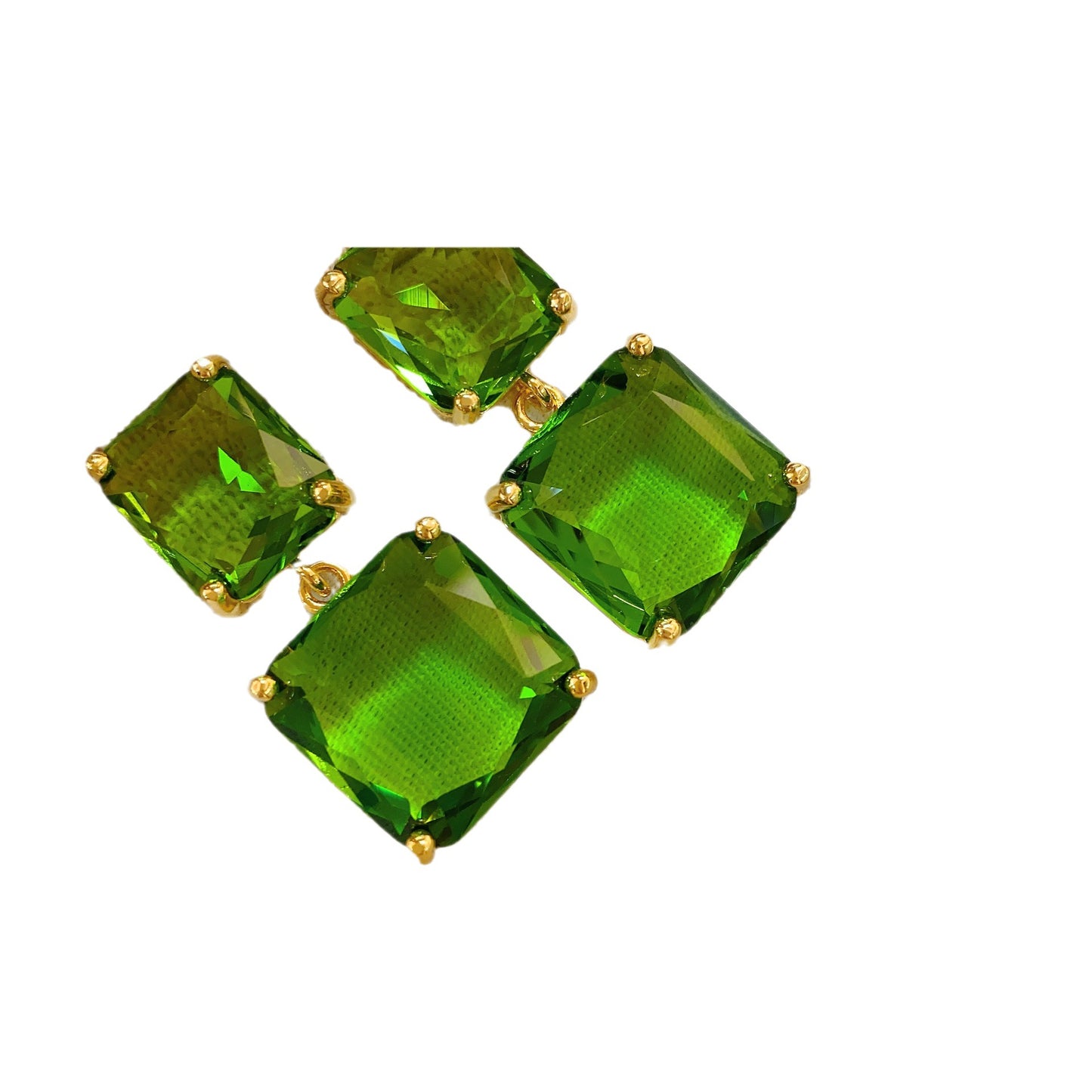 Field French Retro Glaze High Sense Crystal Block Style Earrings