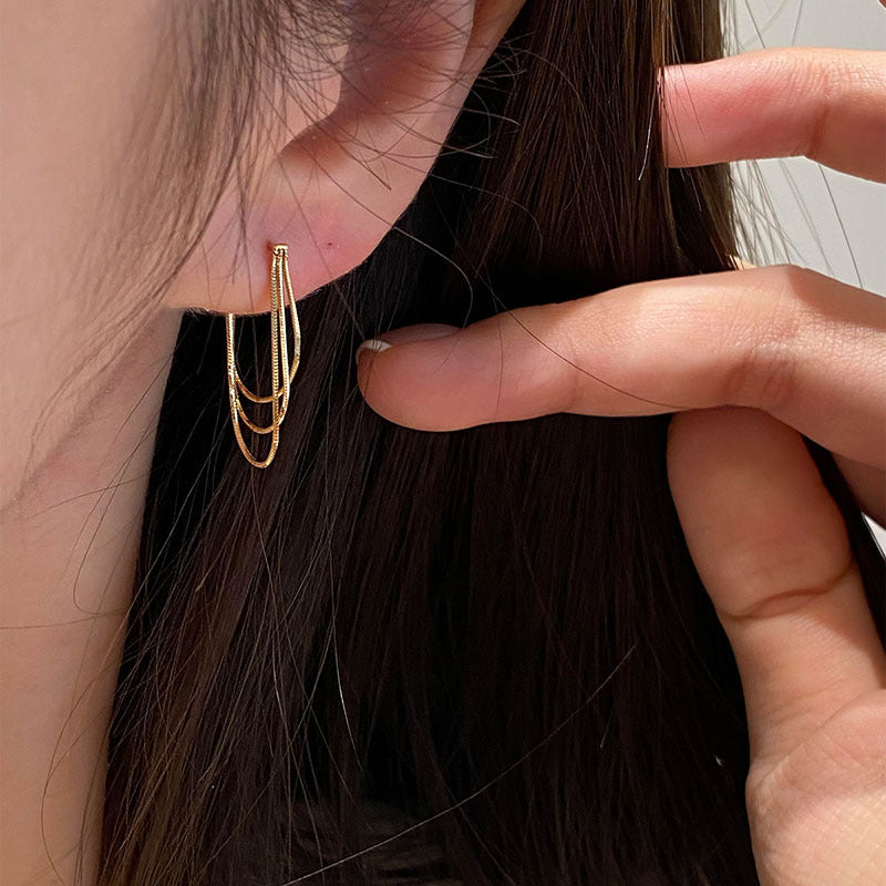 Women's Needle Multiple Ways To Wear Metal Tassel French Entry Lux Earrings