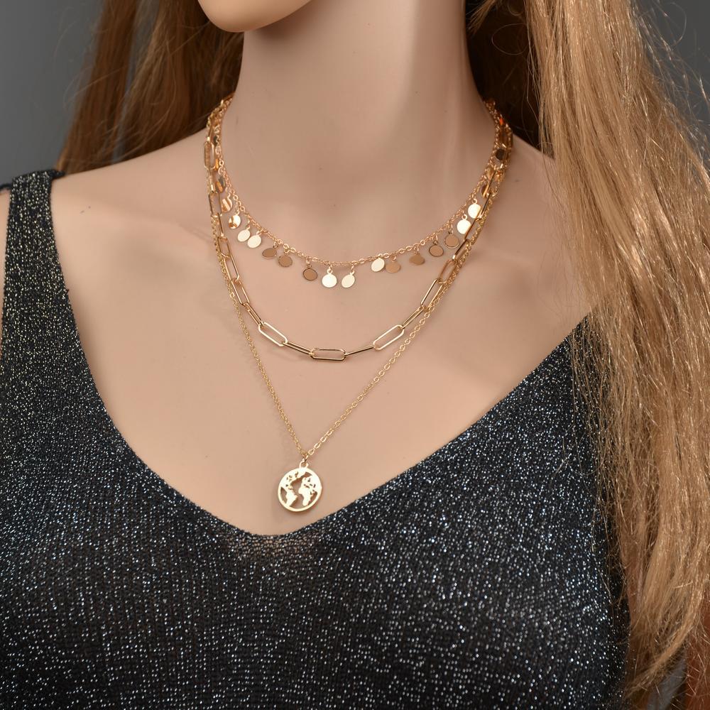 Iron Clavicle Chain Neck Fashion Retro Alloy World Necklaces